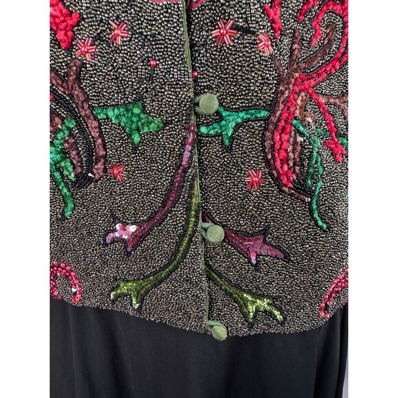 Vintage Other Destinations Hand-Beaded Silk Vest With Floral Embroidery & Rayon - Picture 11 of 16